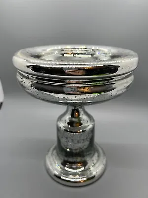 Beautiful Mercury Silver Glass Pedestal Bowl By Roost 7.5  • $34.99