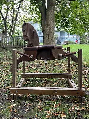 Vintage Hand Carved Wooden Child’s Rocking Horse Circa 1960 • $200