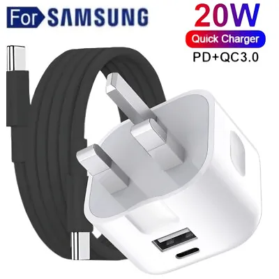 £2.99 • Buy Super Fast Charger Adapter Plug & Cable For Samsung Galaxy Phone S20 S21 S22 S23