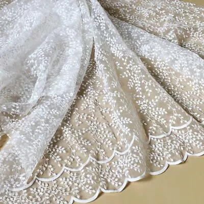 White Floral Organza Embroidery Lace Fabric For Weddings Bridal Veils Costumes • $15