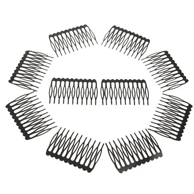 10pcs Black Metal 10-Teeth Hair Side Combs Clips For DIY Hair Accessories • £4.84