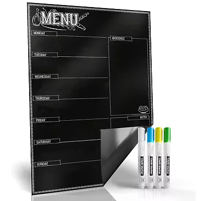 Magnetic Dry Erase Kitchen Fridge Weekly Meal Planner Menu Board Chart 17x12'' • $14.95