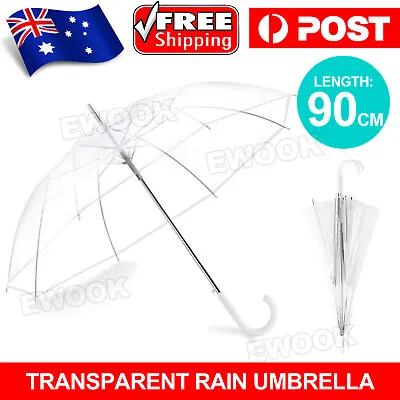 $13.95 • Buy Clear Handle Dome Transparent Rain Umbrella Waterproof Semi-Automatic Umbrellas