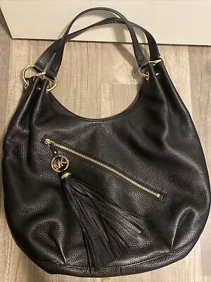 Michael Kors Shoulder Tote Black Leather With Charm Tassel • $75.99