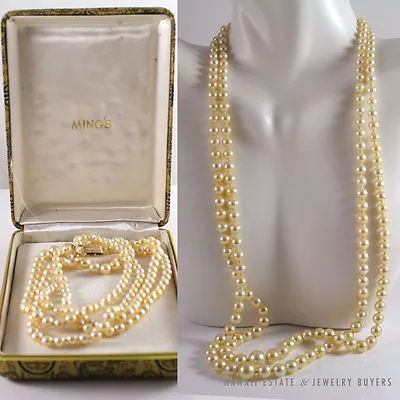  Ming's Hawaii Graduated Dainty Pearl 14k Yellow Gold Necklace 21  W/ Mings Box  • $1500