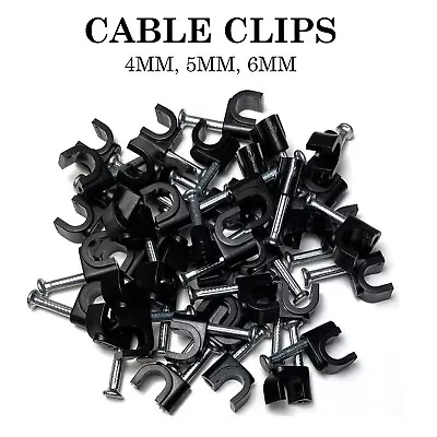 £5.39 • Buy Round Cable Clips Wall 4mm 5mm 6mm 7mm 8mm 9mm 10mm 12mm  White Black Nail Plugs