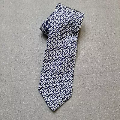 Brooks Brothers Mens Classic Tie 3.5 Inch Blue Geometric Silk  • $10