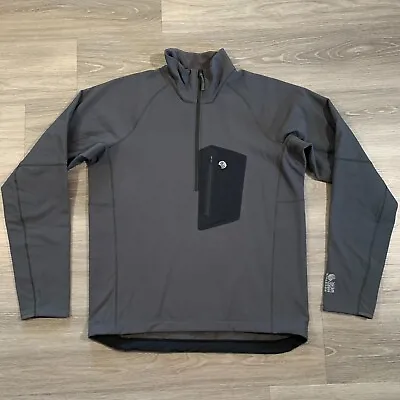Mountain Hardwear Pullover Mens Large Gray 1/2 Zip Fleece Lined Soft Shell • $29.95
