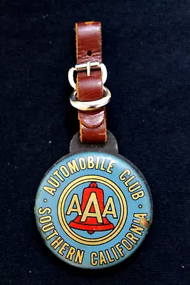 Vintage AAA Southern California Luggage Tag Leather Strap Accessory • $28