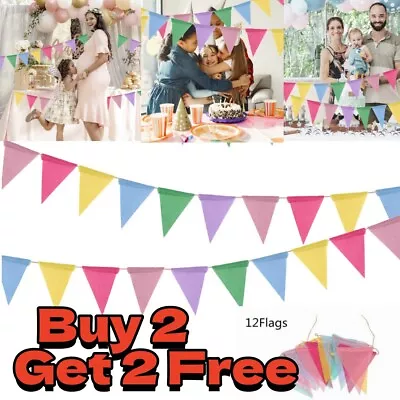 £3.47 • Buy 4M×12 Triangle Flags Bunting Banner Outdoor Bunting For Garden Waterproof