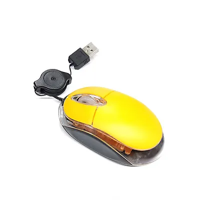 New Ultra Compact Retractable Cable USB Optical Mouse With Blue Led For Laptops • $2.99