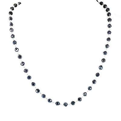 $280 • Buy Black Diamond Beads Chain Necklace, 925 Silver, VIDEO.4 Mm Certified