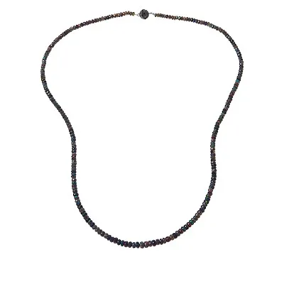 $239.99 • Buy Colleen Lopez Sterling Silver Black Opal Necklace W/Black Diamond Clasp 24 
