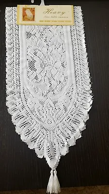 White Lace Table Runner 13 X54  With Tassle. HOME PARTY EVENTS TABLE DECORATION • £3.75