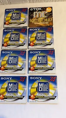 New And Sealed Sony Mini Disc MDW-74D X 7 & TDK MD-C80YEA Yellow X 1 • £35