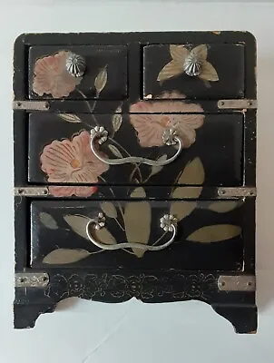 Vintage Japanese Black Tansu Painted Miniature Dresser Drawers - Dolls House  • £49.97