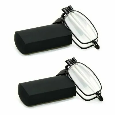 2 X Folding Reading Glasses Small Portable Reader Men/Women Universal +1.5~+3.0 • £7.19