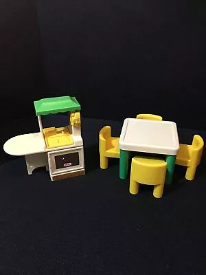 Vintage Little Tikes Dollhouse Furniture Party Kitchen Stove Sink Table & Chairs • $19.99