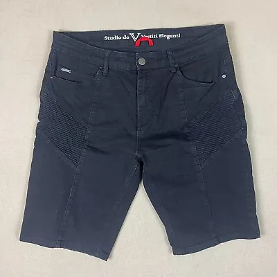 Versace Studio De V Vestiti Eleganti Shorts Adult 36 Black Jeans Denim Mens • $49.99