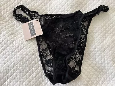 NWT Malizia By La Perla Black Lace Brazilian Cut Bikini Panties US 8 M • $49