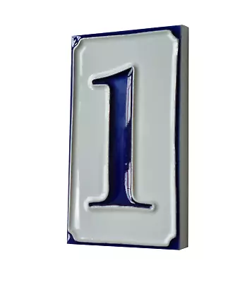 11 X 7 Cm Italian Hand-painted Ceramic Blue Numbers Tiles With Option Of Frames • £12.66