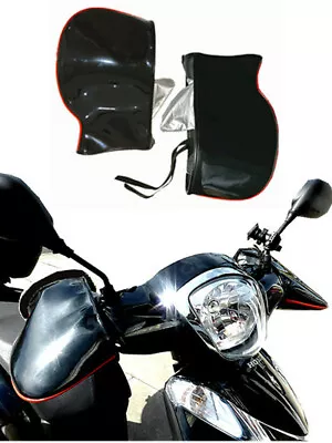 Black Motorcycle Handle Bar Mitts Hand Warmer Motorbike Bar Muffs Gloves • $36.85