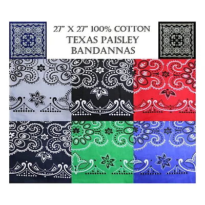 100% Cotton Texas Size 27 X27  Paisley Bandannas Bandanas • $2.99