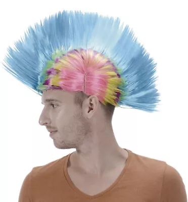 Unisex Rainbow Mohawk Wig Groovy Costume Accessory Cosplay Masquerade Halloween • $15.99