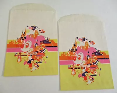 2 Vintage 1978 Disney World Small Paper Bags Walt Disney Productions Pristine • $15