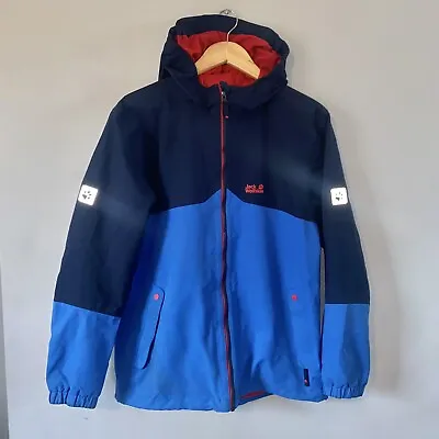 JACK WOLFSKIN TEXAPORE Boy's 3in1 Blue Waterproof Jacket 176 Pit 21” Reflective • £15.90