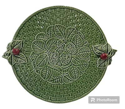 Bordallo Pinheiro Majolica Strawberry Round Platter 14.5” Portugal • $34.76