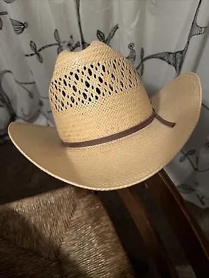 Stetson Vintage Roadrunner Straw Hat Cowboy Western Bryantcote Finish Size 6 7/8 • $32.99