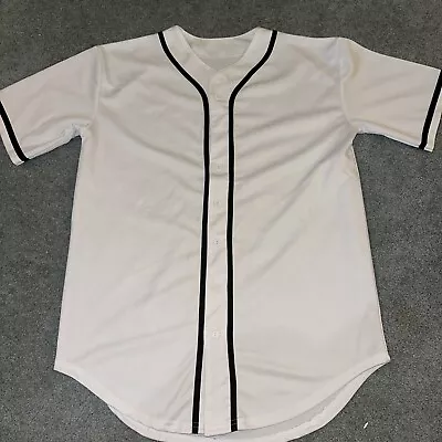 Blank White Softball Jersey With Black Piping Size Large • $10