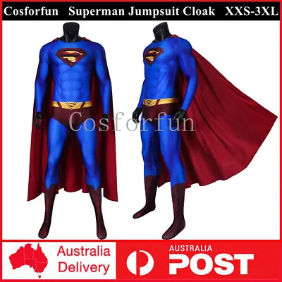 Deluxe Superman Man Of Steel Clark Kent Costume Cosplay Jumpsuit Cloak Book Week • $123.30