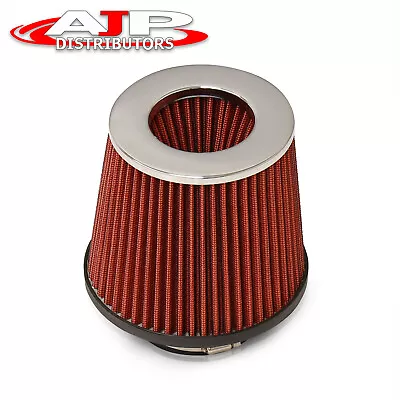 Universal 2.75  Aluminum Mesh Cold Short Ram Induction Dry Air Intake Filter Red • $14.99