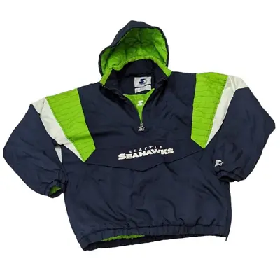 Seattle Seahawks Large Starter Coat Jacket Vintage 90s NFL Football • $140