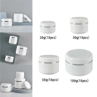 10x Mini Round Pot Jars Empty Containers For Travel Toiletries Cosmetics • £9.68