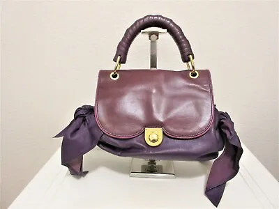 $60.99 • Buy Z SPOKE By Zac Posen Purple Leather Handbag Satchel W/ Wide Tie Bows 