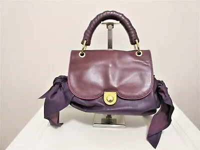 Z SPOKE By Zac Posen Purple Leather Handbag Satchel W/ Wide Tie Bows  • $59.99