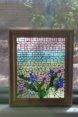 Laura Keller Framed Mosaic Stained Glass Wall Art  Desert Blooms  Signed • $25