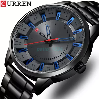 CURREN Mens Quartz Watch Stainless Steel Band Waterproof Sport Wrist Watches NEW • $35.11