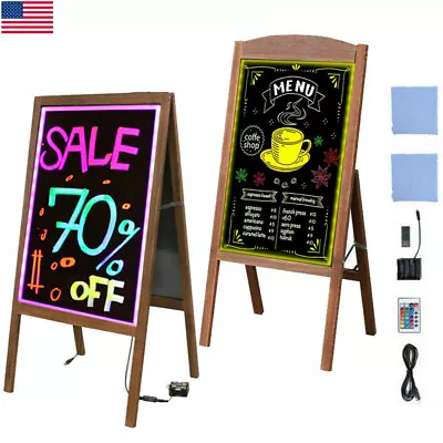 LED Writing Message Board A Frame Chalkboard Easel Floor Advertising Sign Board • $55.93