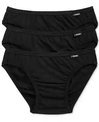 Men's Jockey Underwear 3-pack BLACK Color Bikini Briefs  100% Cotton • $19.95