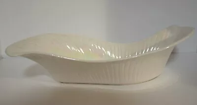 Bowl 14  Ceramic White Iridescent Dish Cal Style 265 USA 1950s Mid-Century • $12.99