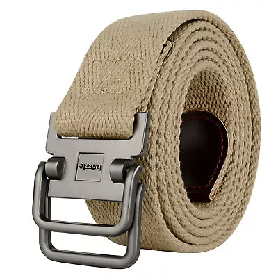 Men Belt Plus Size To 75inch Canvas Big And Tall Khaki D Ring Cotton Casual Belt • $12