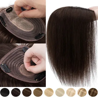 Remy Hair Topper Human Hair Toupee Wig Clip In Hairpiece 100% Real Human Hair UK • £32.91
