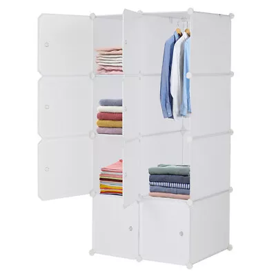 Portable Wardrobe Closet 8 Cube Storage Armoire Dresser Modular Organizer Rack • $43.99