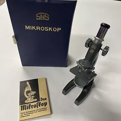 Vintage SNS Microscope From Germany 1960’s With Case & Instructions • $15