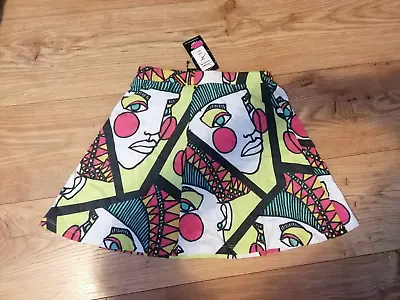 Illustrated People BNWT Mini Skirt Abstract Face Size Small SOLD OUT RRP £30 • £14.95