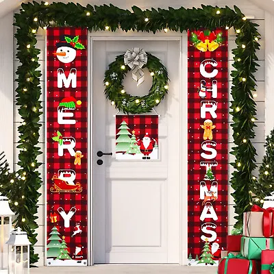 $21.99 • Buy 3PCS Merry Christmas Porch Sign Banner Indoor Outdoor Yard Xmas Party Decoration